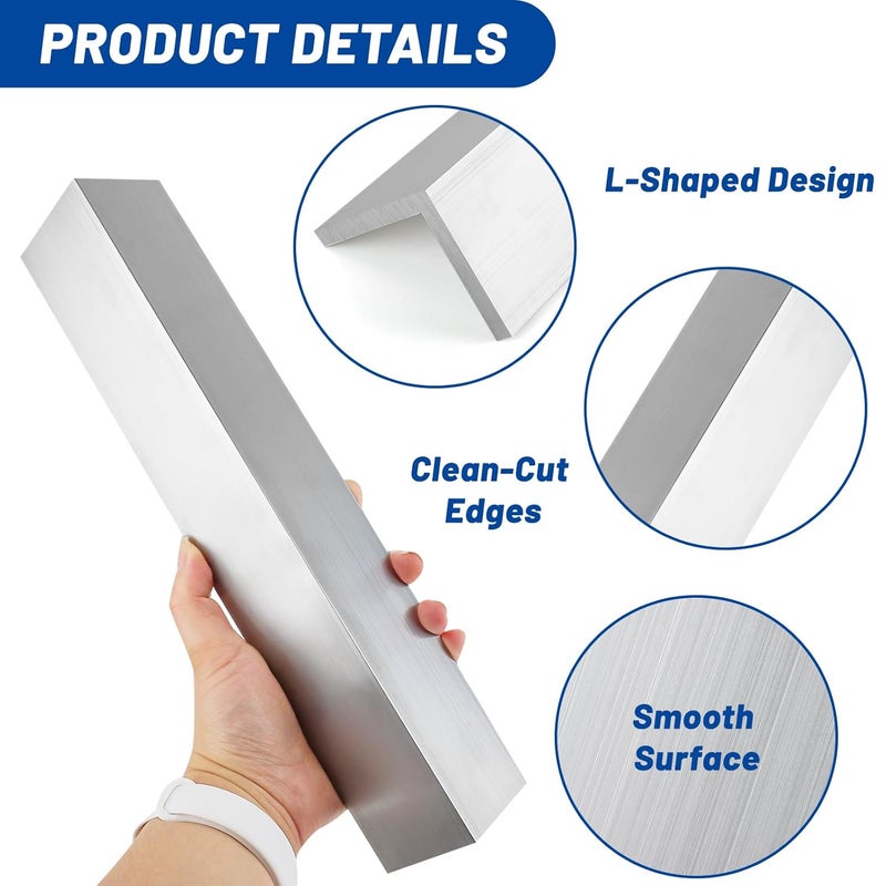 EcoBrisa 2Pcs Aluminum Angle 2" x 2" x 0.24" Aluminum Angle Stock 12" Length 6061 T6511 Mill Stock for DIY Projects Industrial Building Construction More Durable and Can Be Cut to Fit - Image 3